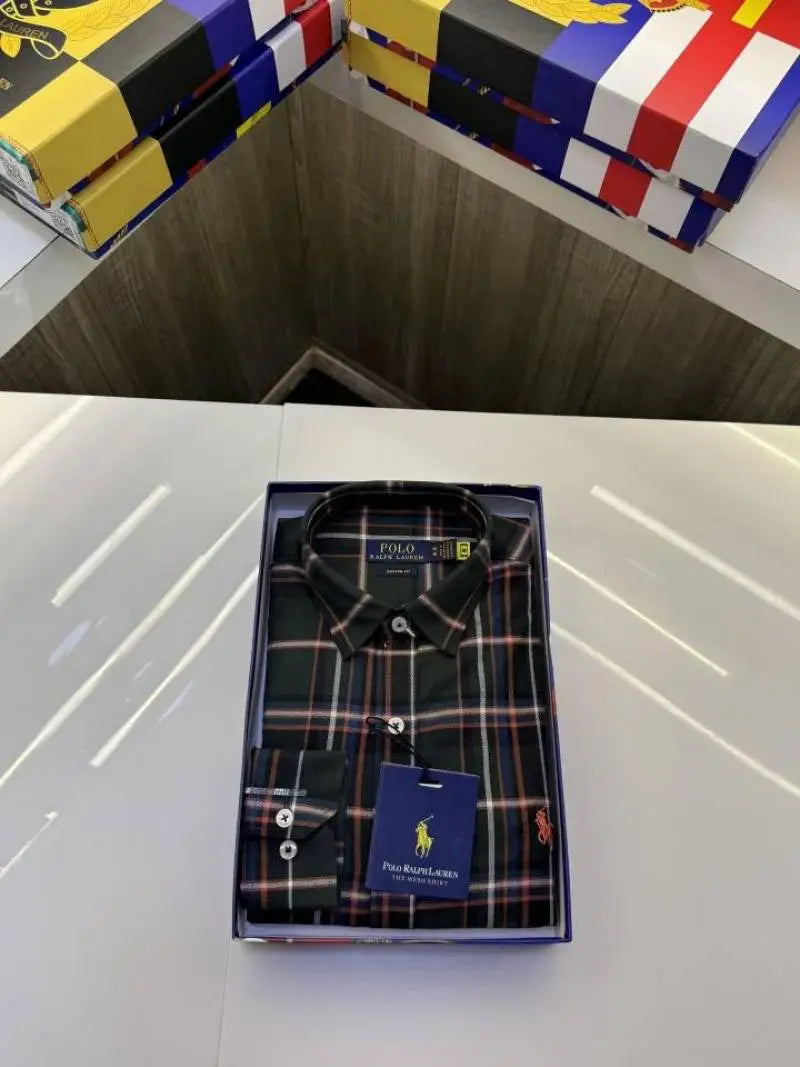 Ralph_Lauren Checks Logo Shirt with Brand box