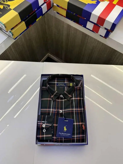 Ralph_Lauren Checks Logo Shirt with Brand box