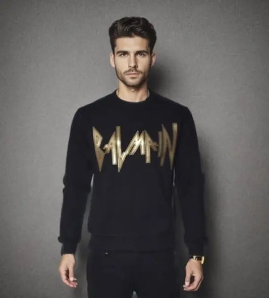 Balmai n Paris Black Logo Print Premium Sweatshirt