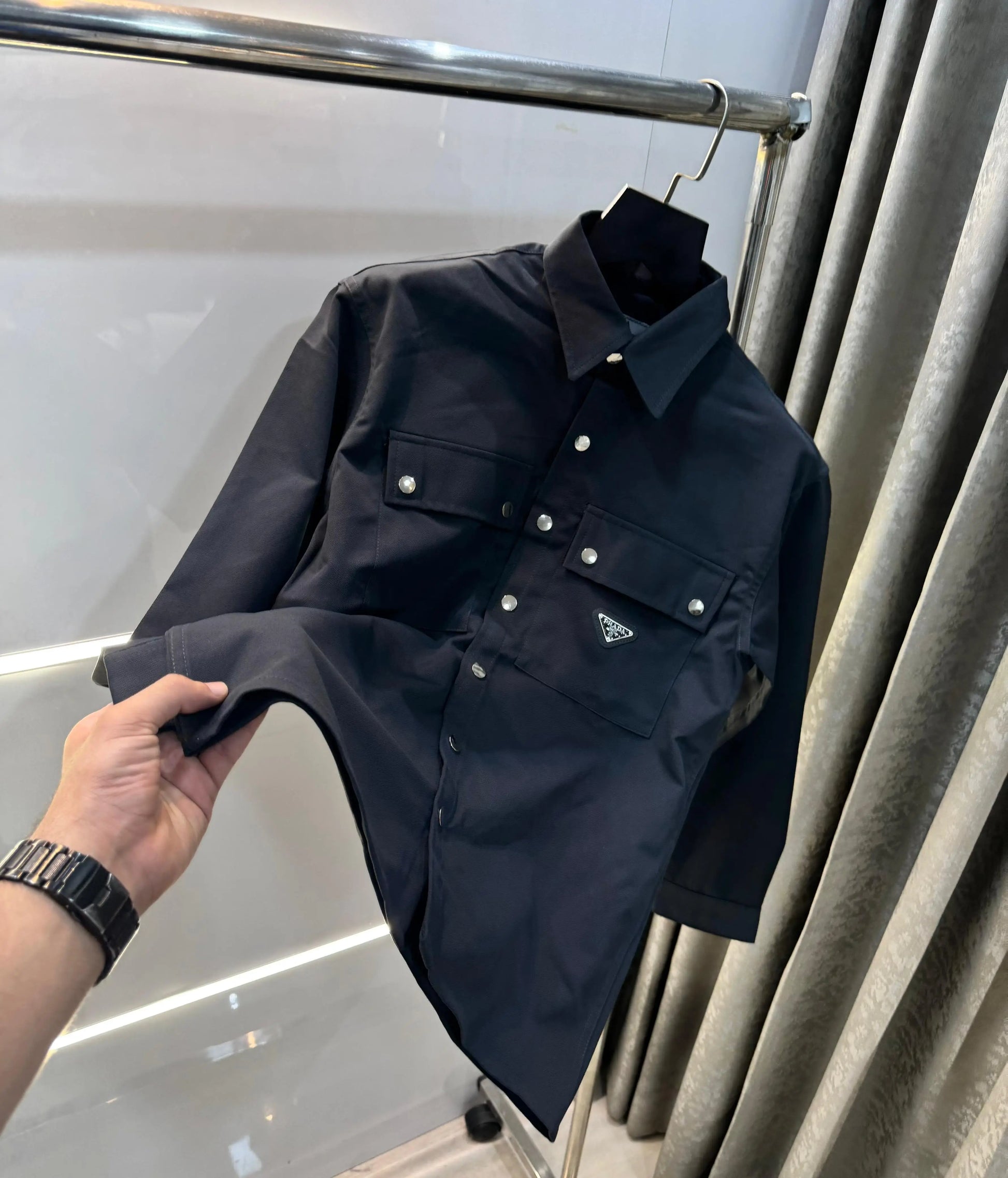 Prad a Milano Black  Steel Logo Premium Shacket