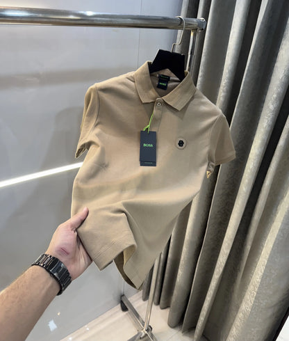 Copy Hugo  B0_ss Beige Premium Polo T-Shirt