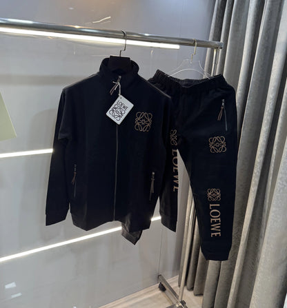 LOeW3 Black Embroidery Logo Imported Tracksuit