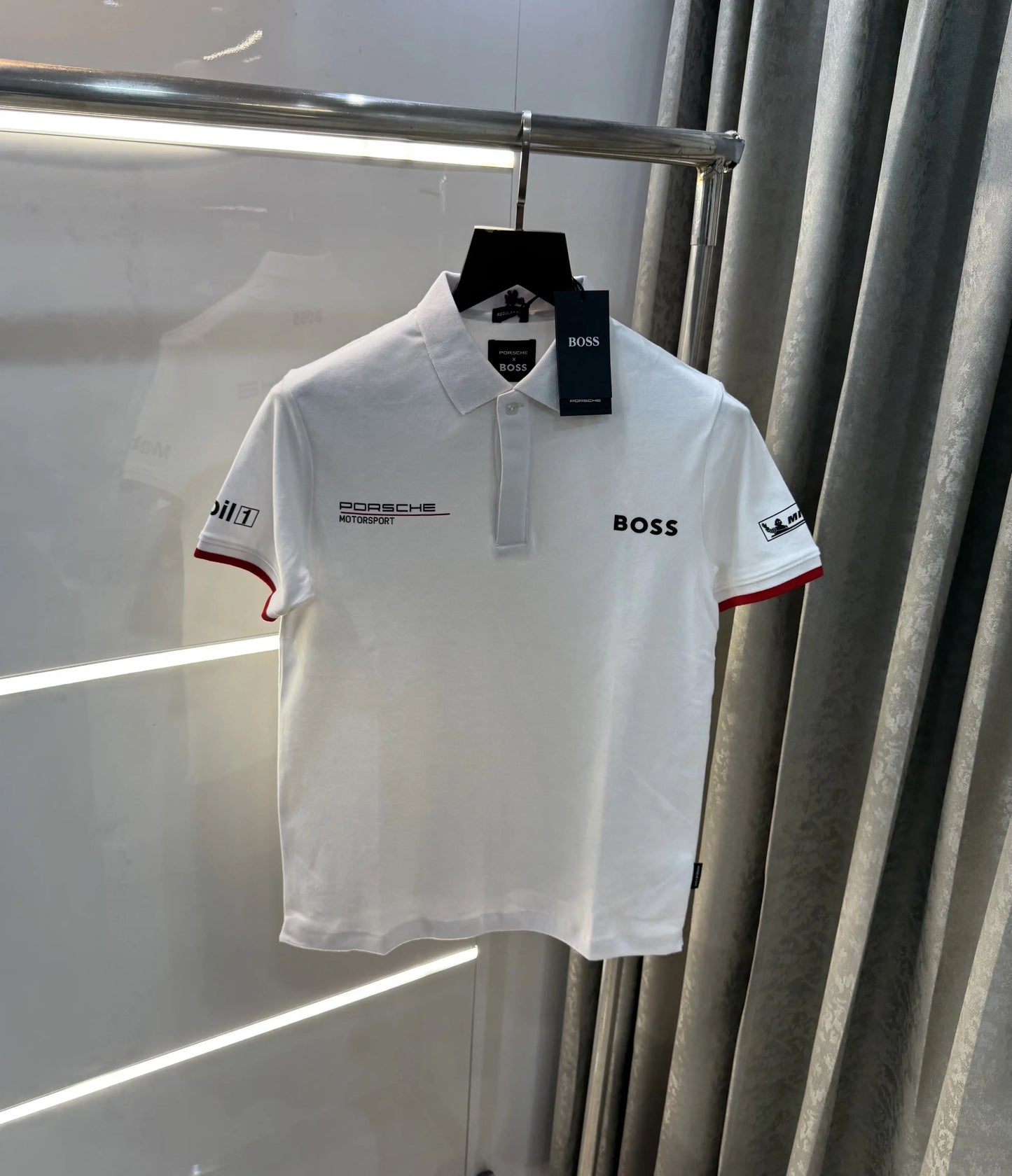 Hugo  Bos s White Porche Edition Premium Polo T-shirt