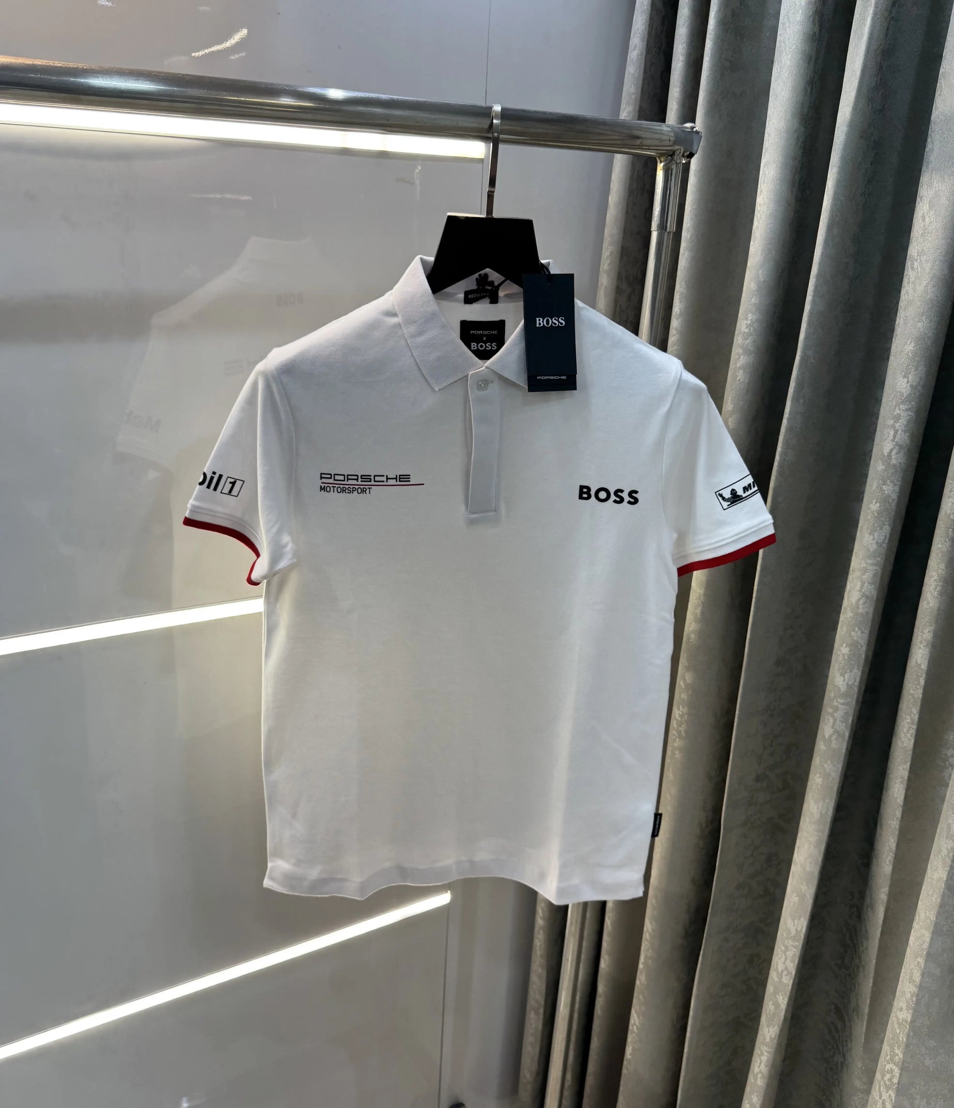 Hugo  Bos s White Porche Edition Premium Polo T-shirt
