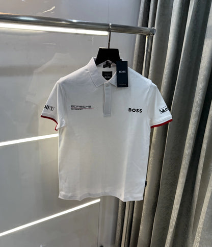 Hugo  Bos s White Porche Edition Premium Polo T-shirt