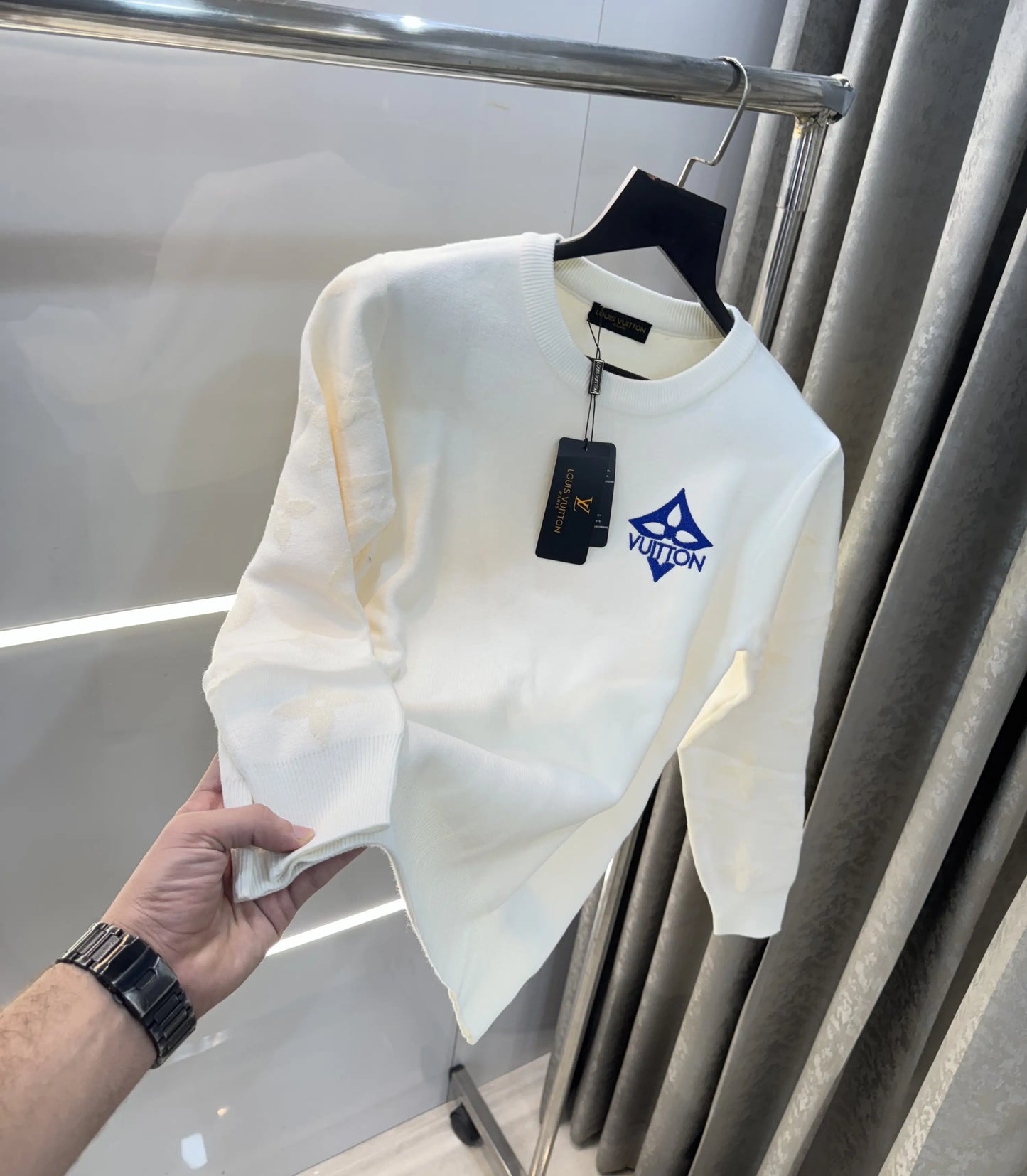Louis  Vuitton White Imported Knitted Pull Over