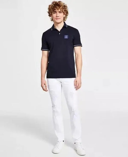 Arman i EXchang e Navy Embroidery Patch Logo Premium Polo T-Shirt