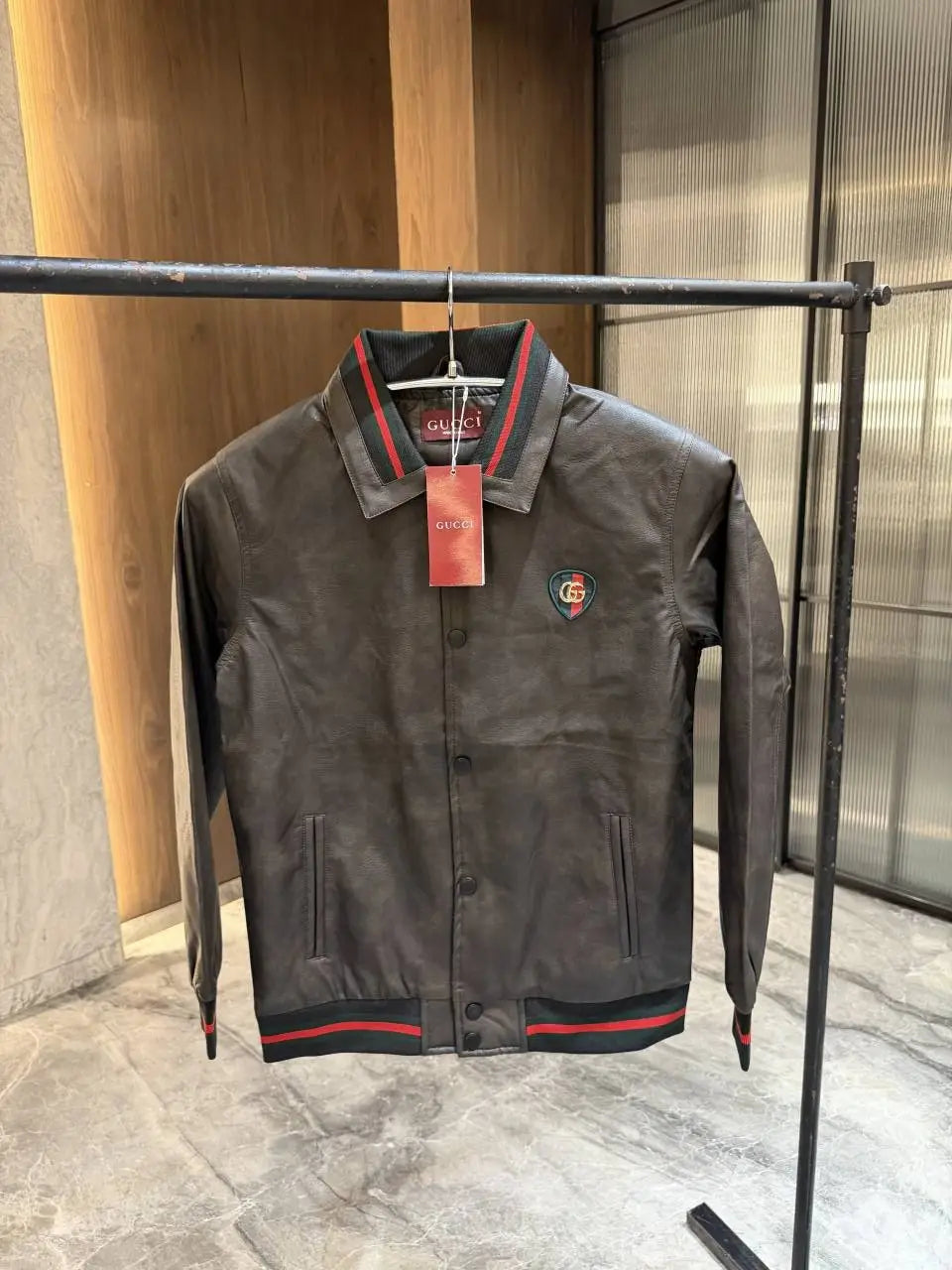 Gucc i Dark grey Pure leather Jacket