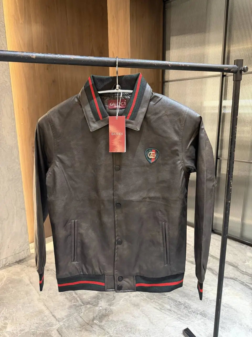 Gucc i Dark grey Pure leather Jacket
