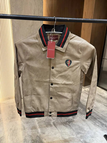 Gucc i Grey Pure leather Jacket