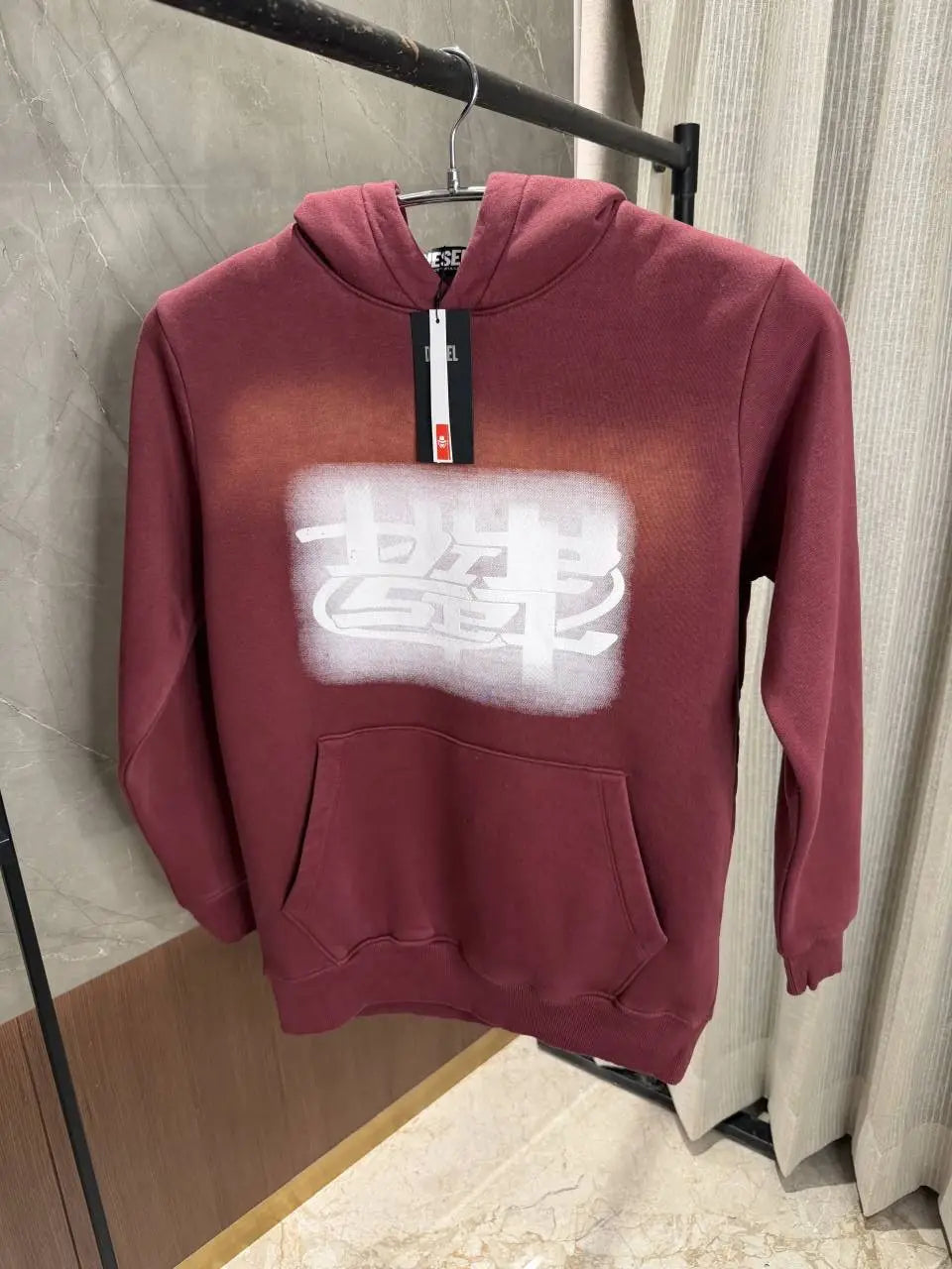 Diese_l Maroon Hoodie back side print