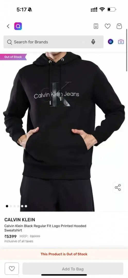 Calvin Klei_n Black Cordset Hoodie Premium Store Article