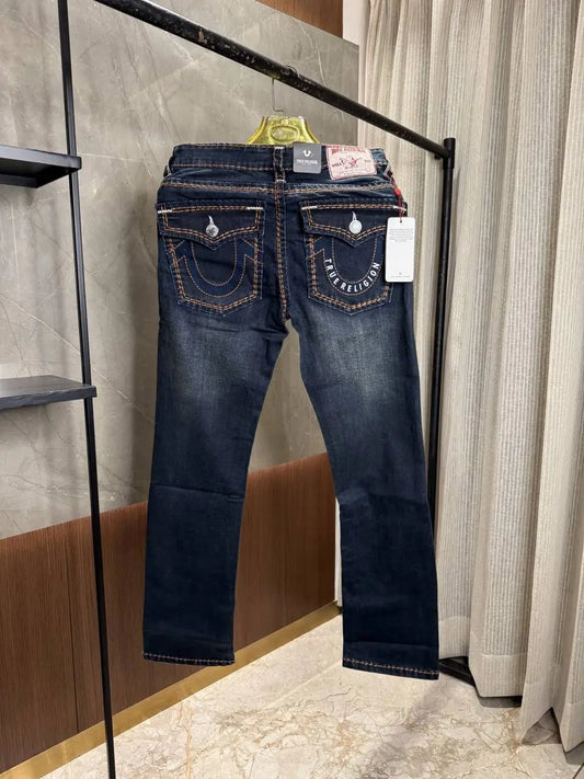 TRUE RELIGION DARK WASH PREMIUM RICE STITCH DENIM