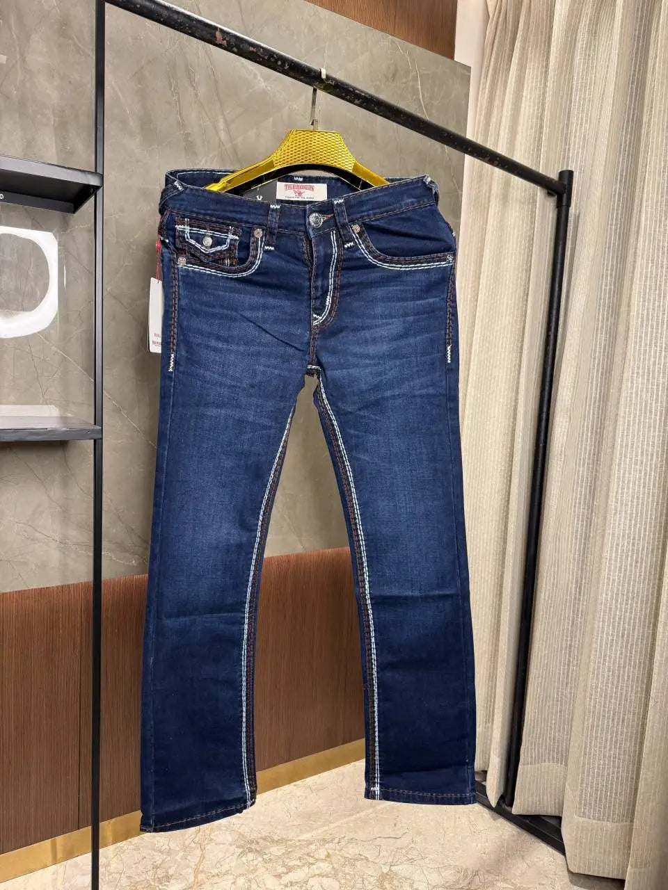 TRUE RELIGION BLUE WASH PREMIUM RICE STITCH DENIM