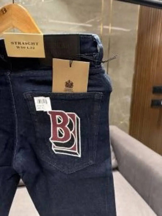 BURBERR_Y DARK WASH BACK EMBROIDERY IMPORTED DENIM