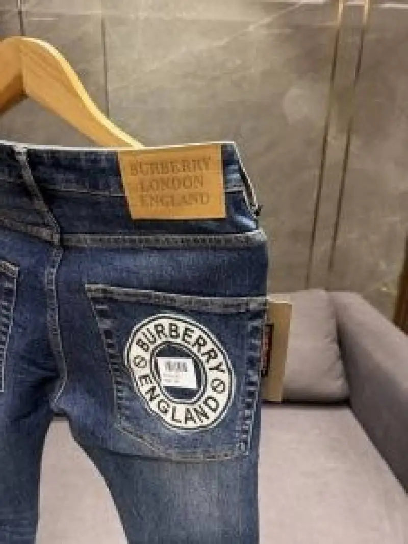 BURBERR_Y DARK WASH BACK EMBROIDERY IMPORTED DENIM