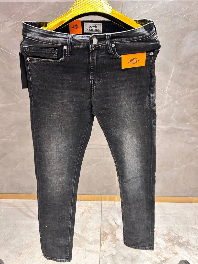 HERMES IMPORTED DARK WASH PREMIUM BACK LOGO DENIM