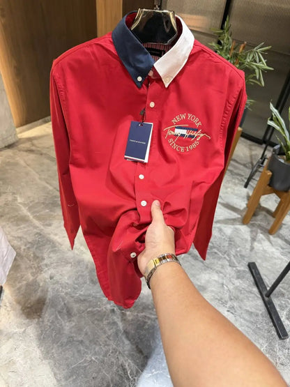 Tommy Hilfigher Red Premium Oxford Shirt