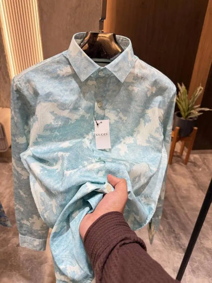 Gucc i Light Green All over Printed Lycra Shirts
