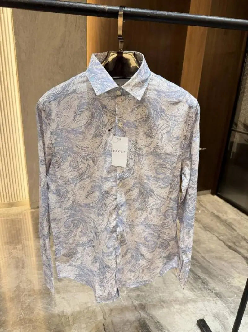 Gucc i Grey All over Printed Lycra Shirts