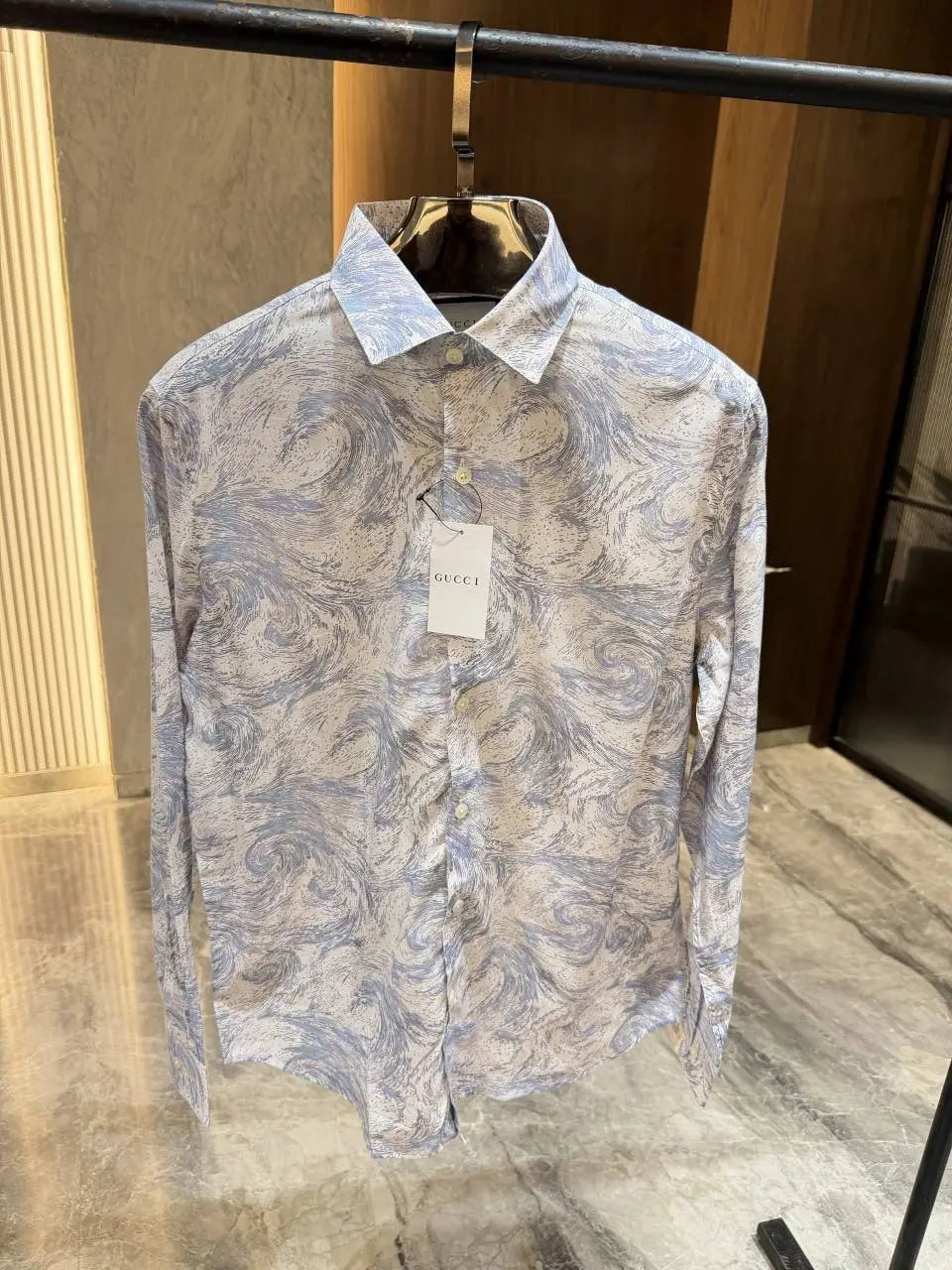 Gucc i Grey All over Printed Lycra Shirts