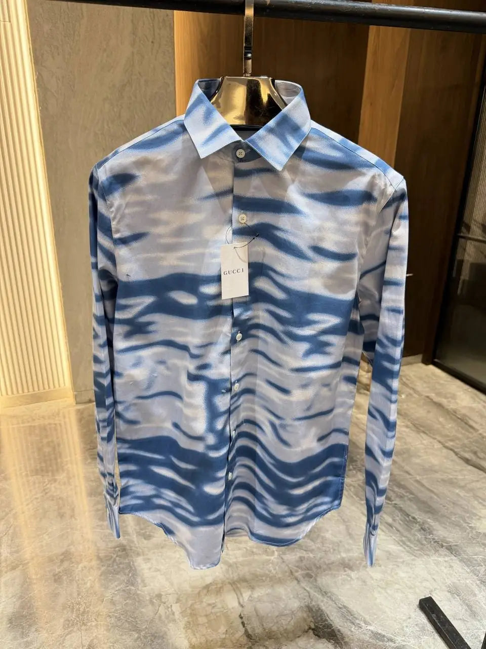 Gucc i Blue All over Printed Lycra Shirts