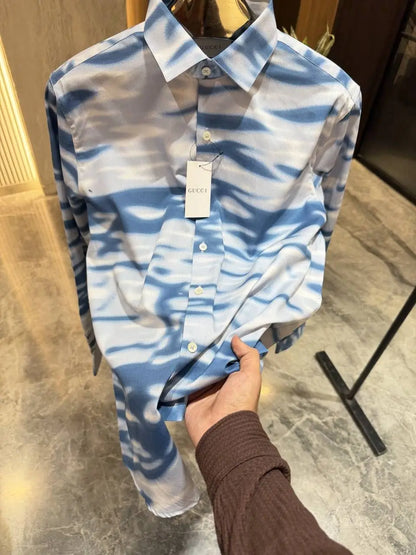 Gucc i Blue All over Printed Lycra Shirts