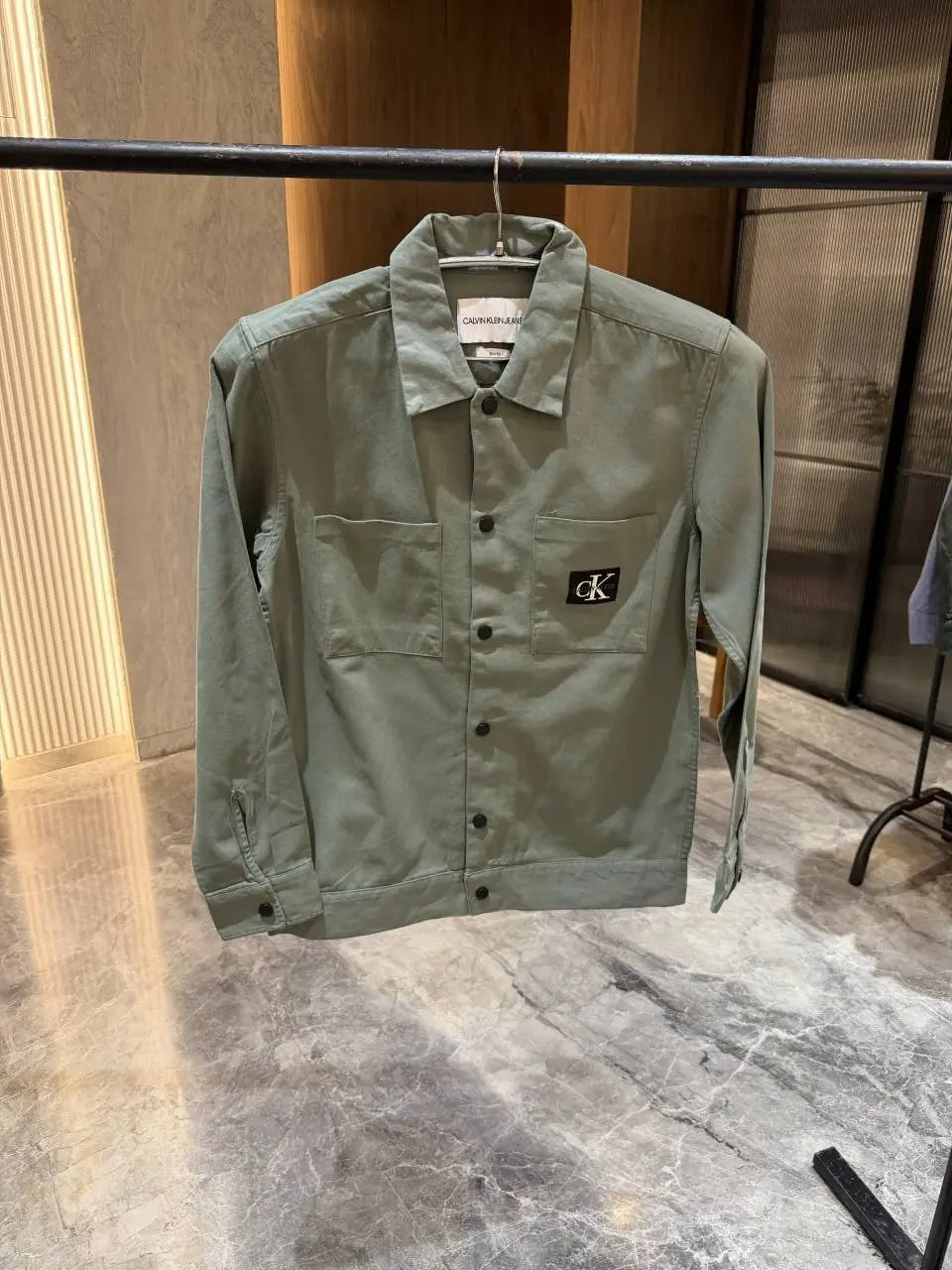 Calvin Klei n Lightgreen Double pocket Shacket