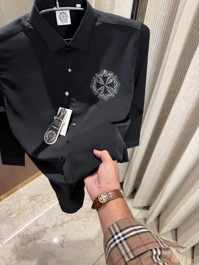 Chrome Hearts Black Satin Green Lycra shirt