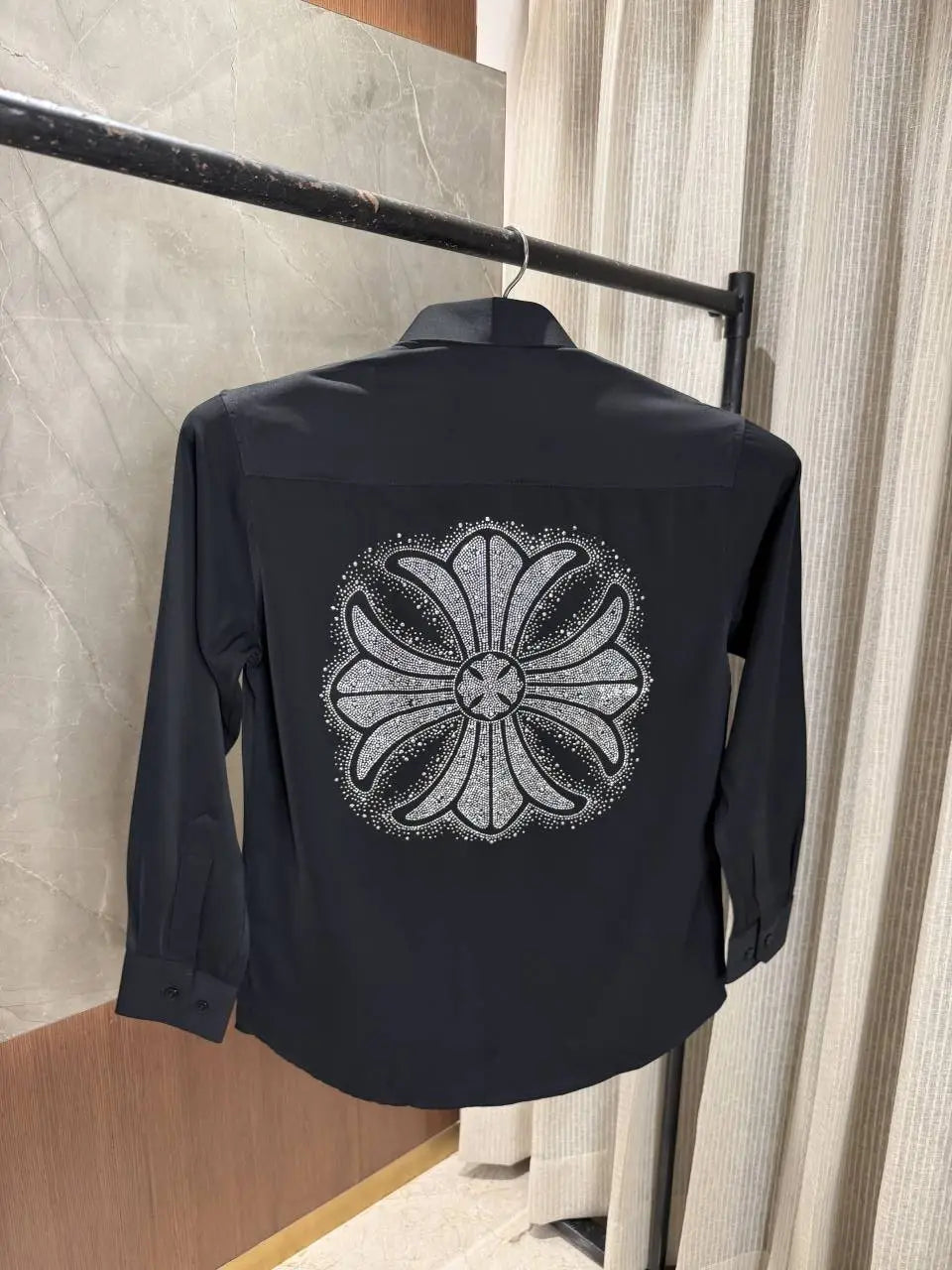 Chrome Hearts Black Satin Green Lycra shirt