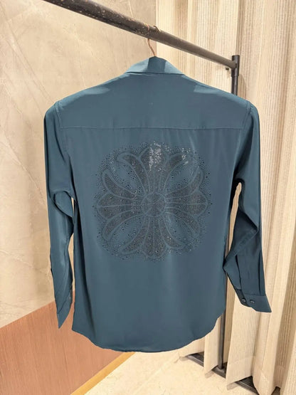 Chrome Hearts Green Satin Green Lycra shirt