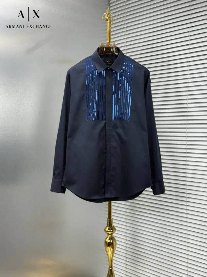 Arman i Exchange Navy Blue Shirt Giza cotton Embroidery with Shirt