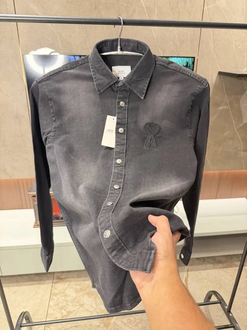 Ami Paris Black Denim Shirt Imported
