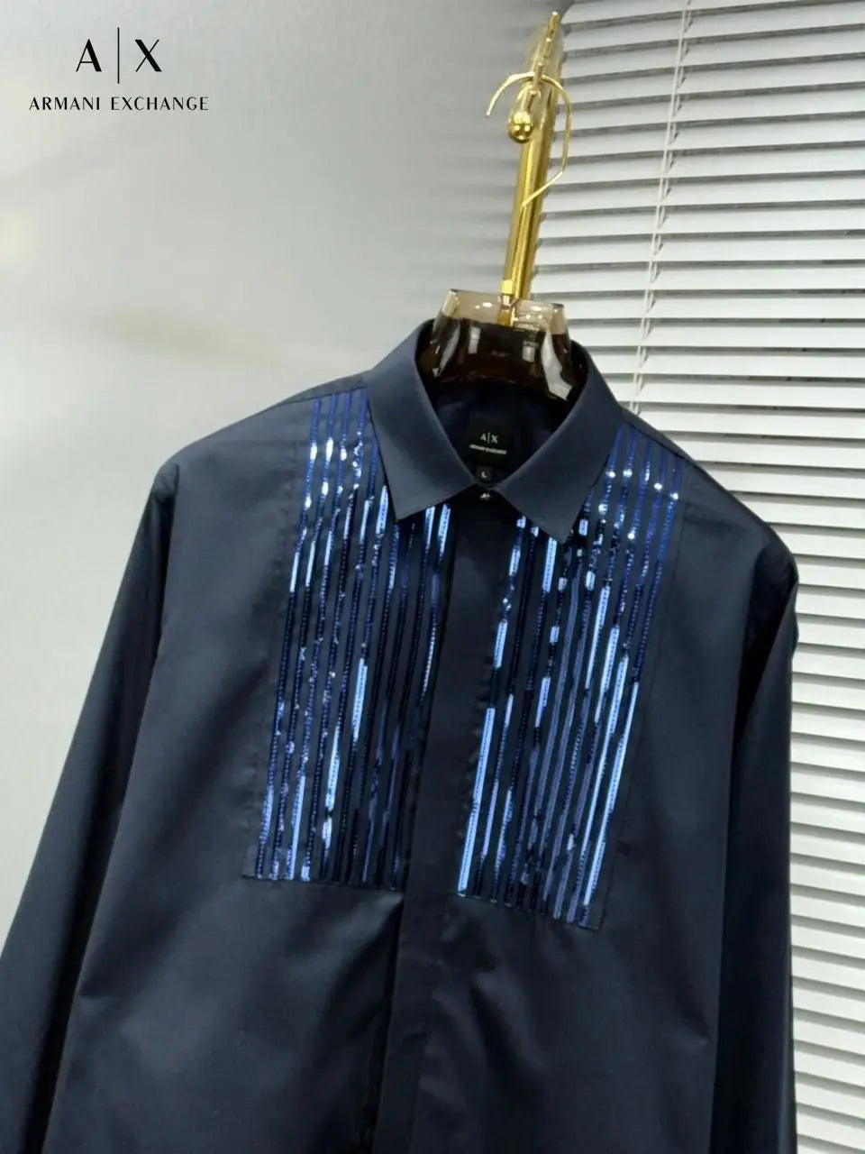 Arman i Exchange Navy Blue Shirt Giza cotton Embroidery with Shirt