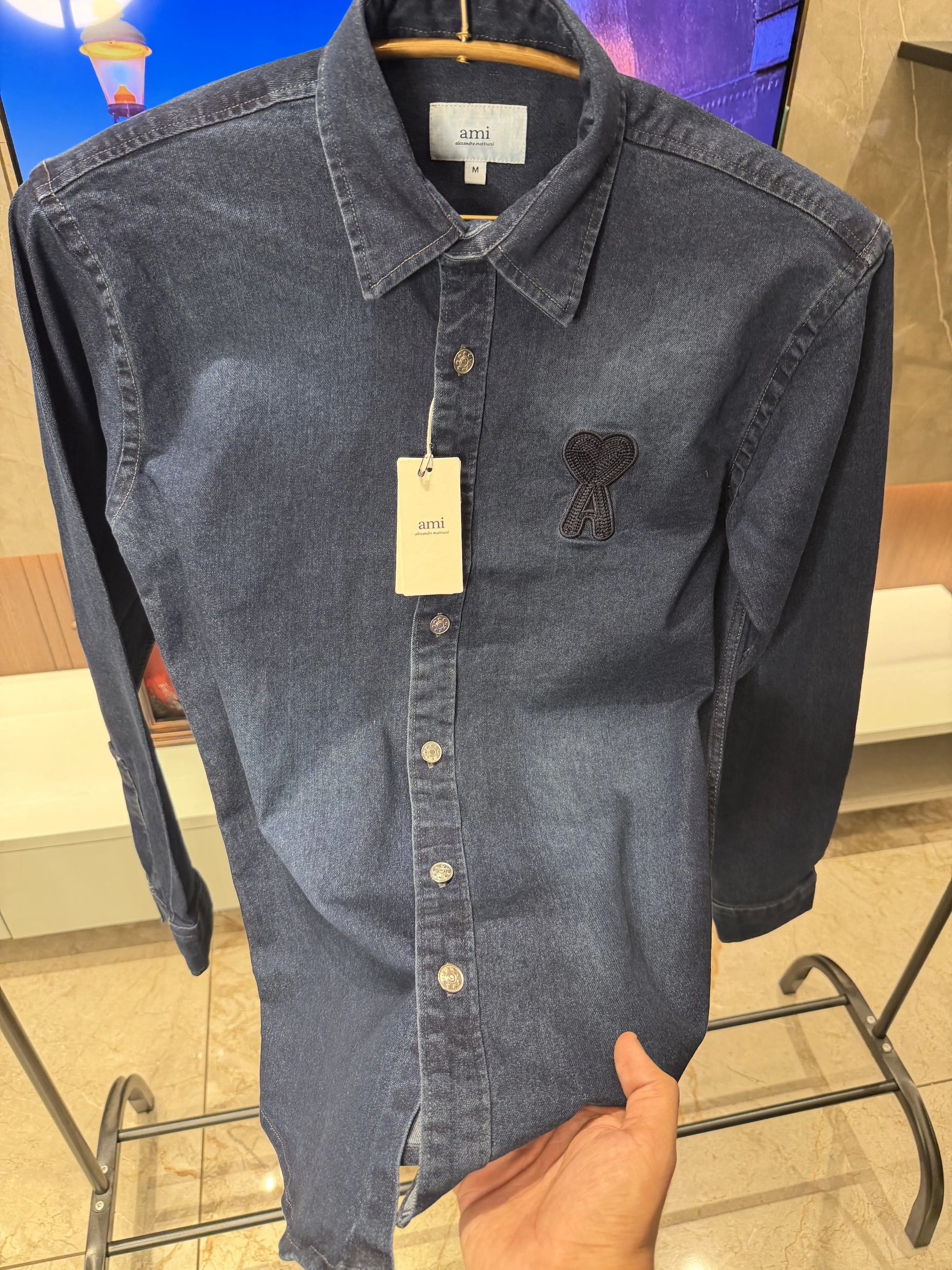 Ami Paris Dark blue Denim Shirt Imported