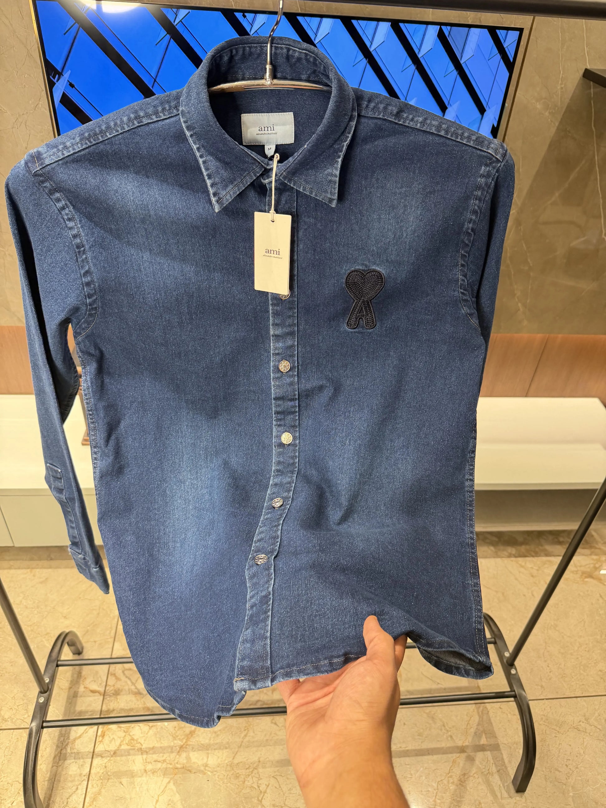 Ami Paris Blue Denim Shirt Imported