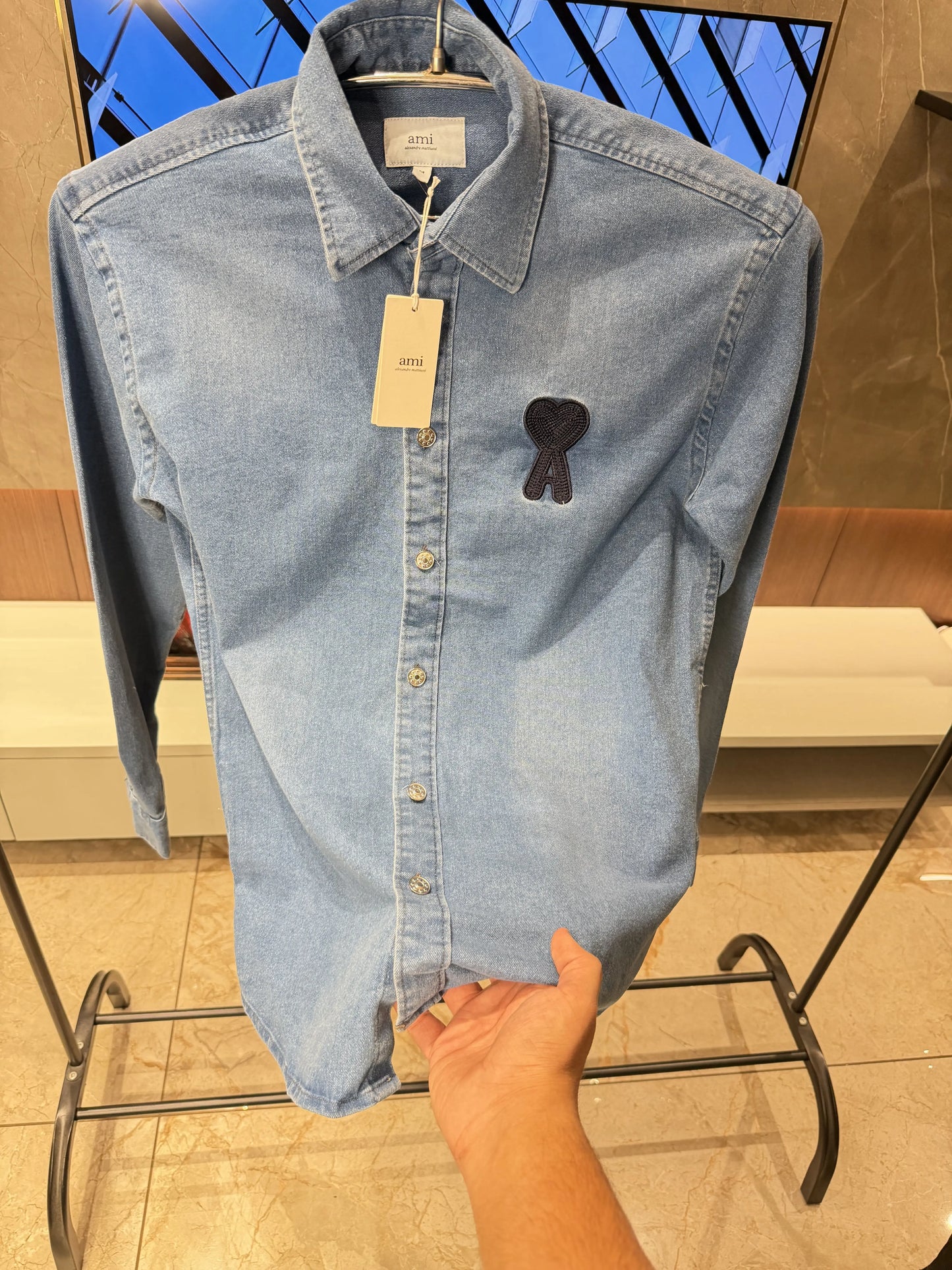 Ami Paris Sky blue Denim Shirt Imported