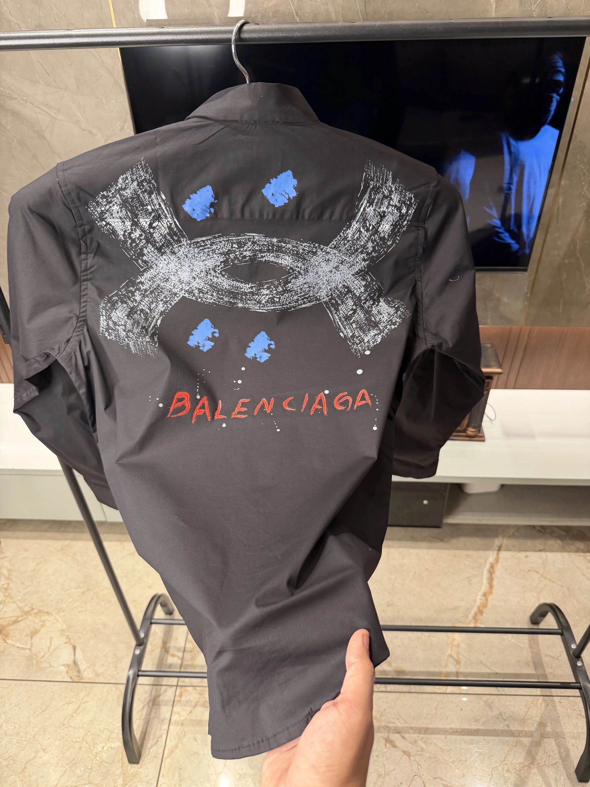 Balenciaga Black Back printed oxford cotton shirt