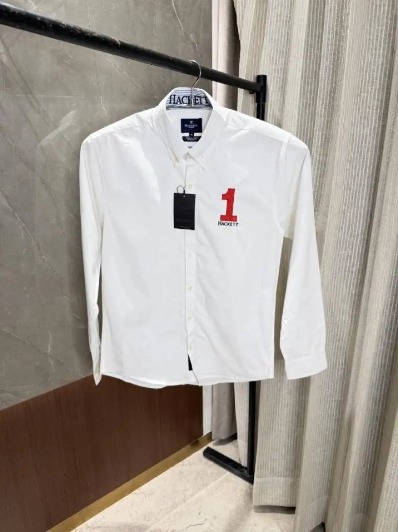 Hacket_t Aston Martin White premium Oxford cotton shirt