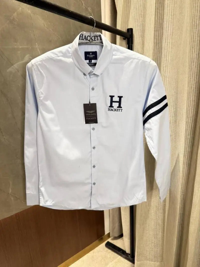 Hacket_t Aston Martin Sky Blue premium Oxford cotton shirt
