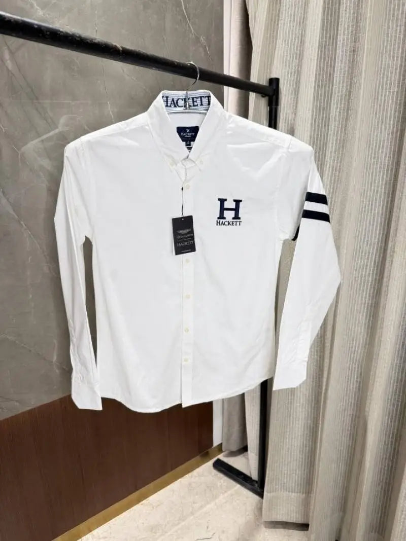 Hacket_t Aston Martin White premium Oxford cotton shirt