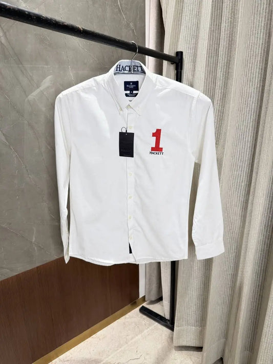 Hacket_t Aston Martin White premium Oxford cotton shirt