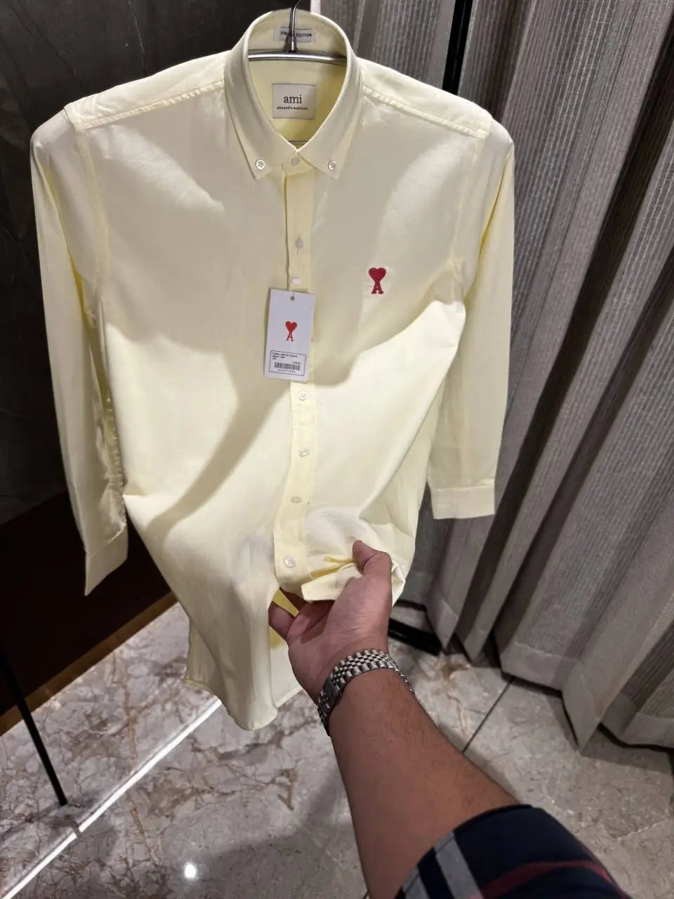 Ami Paris Yellow colour Premium Oxford cotton shirt