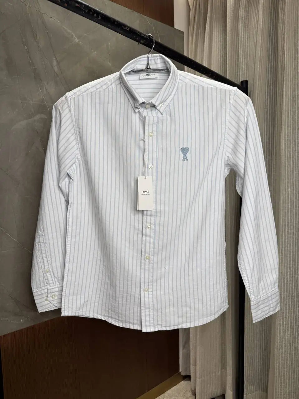 AMI PARIS BLUE WHITE PREMIUM OXFORD SHIRT