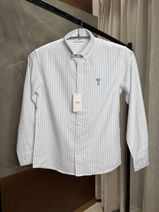 AMI PARIS BLUE WHITE PREMIUM OXFORD SHIRT