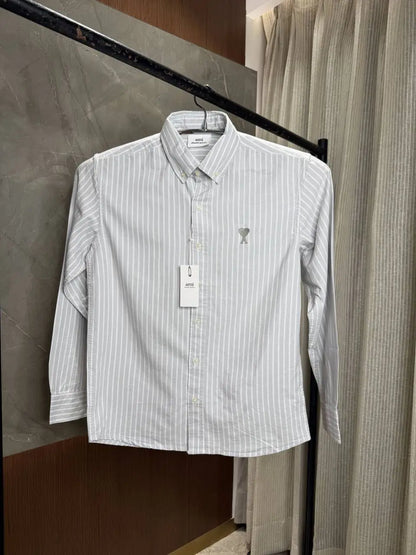 AMI PARIS GREY WHITE PRREMIUM OXFORD SHIRT