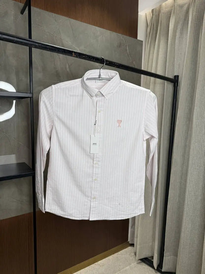 AMI PARIS PINK WHITE PREMIUM OXFORD SHIRT
