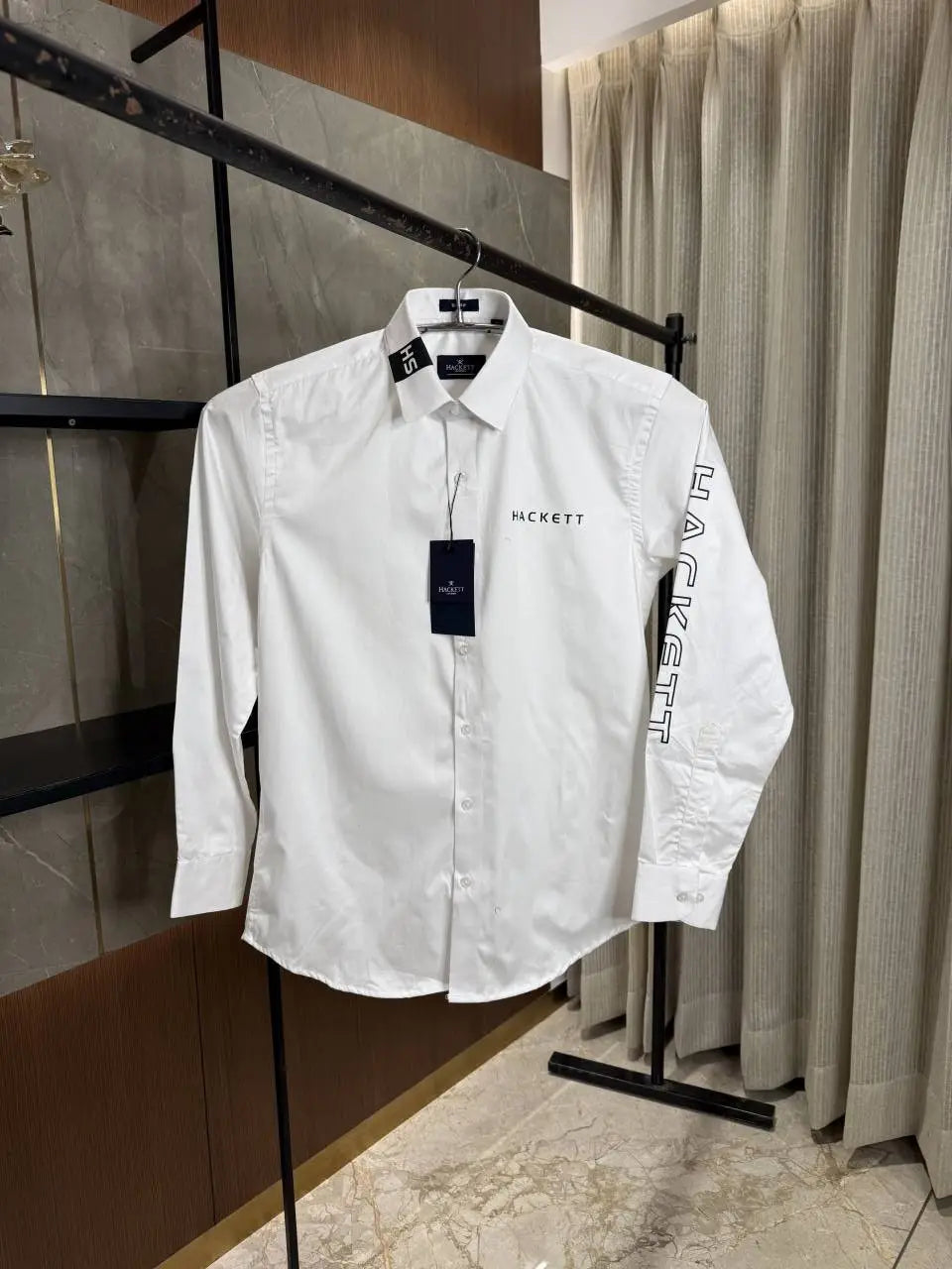 HACKET_T WHITE SIDE PRINT PREMIUM SHIRT