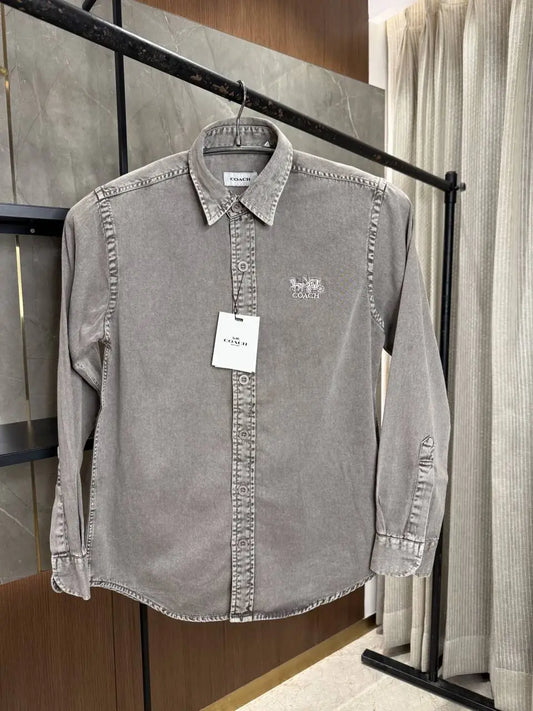 COAC_H DENIM GREY FRONT EMBORSSED SHIRT