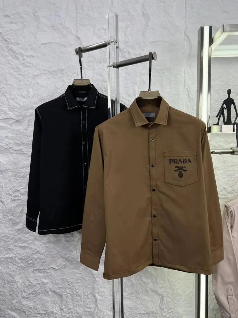 PRAD_A BROWN PREMIUM THREAD IMPORTED SHIRT